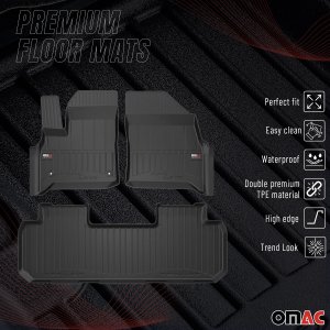 Chevrolet Traverse Floor Mat - Omac - Premium TPE - Black - 2018-2024 Chevrolet Traverse Floor Mat - Omac - Premium TPE - Black - 2018-2024